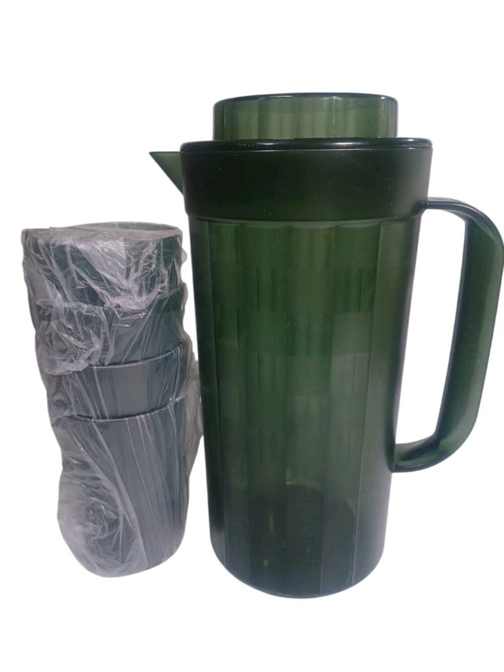 Set of 5 Green Break Resistant Acrylic  Pitcher and 4 Matching Glasses